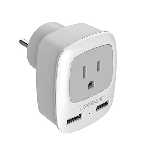 Israel Palestine Power Adapter Plug, TESSAN Type H 3-Prong Grounded Travel Plug Adaptor
