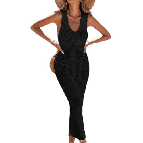 Vestido largo de ganchillo para tus vacaciones de verano y tardes junto a la piscina