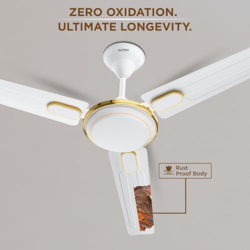 Image of Intex Aero Fighter Pro 1200MM Ceiling Fan | 380 RPM High Speed | 215 m /min Air Delivery | 14 Pole Motor | Double Ball Bearing | Inverter Compatible | Low Noise | Energy Efficient | White