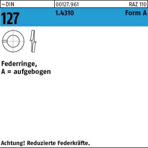 100 Edelstahl Federringe DIN 127 1.4310 Form A M16
