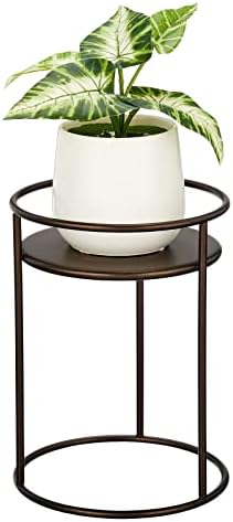 mDesign Metal 9-Inch Tall Circular Plant Stand, Planter Holder Contemporary Design Round Tray for Table, Garden; Holds Indoor/Outdoor Plants, Flower Pot - Concerto Collection - Bronze
