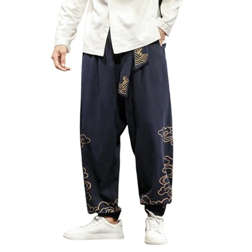 Pantalon décontracté homme style chinois ample et fluide