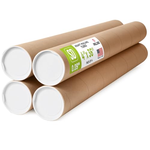 Tube en carton pour expédition d'affiches sans pliure : lot de 4 tubes renforcés