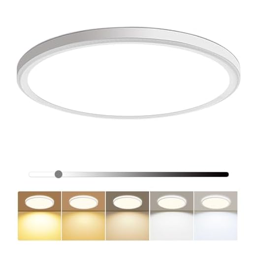 hunhun 16 Inch Dimmable LED Flush Mount Ceiling Light 4800LM Round Light Fixture 5 Color Temperature Selectable Super Slim Large Flat Ceiling Lamp for Living Dining Room White