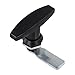 Zinc Alloy T Lock Handle for Tool Box Garage Door Cabinet Security with Rear Fixing, Industrial Cabinet Trailer Caravan Lock in Black and Chrome Finish(Black)