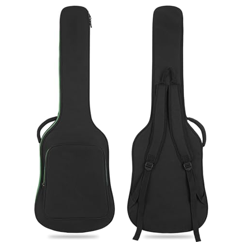 Image of Electric Guitar Bag 7MM Soft Padded Electric Guitar Case 39 Inch Gig Bag Backpack with Back Hanger Loop and Shoulder Strap, Green Zipper