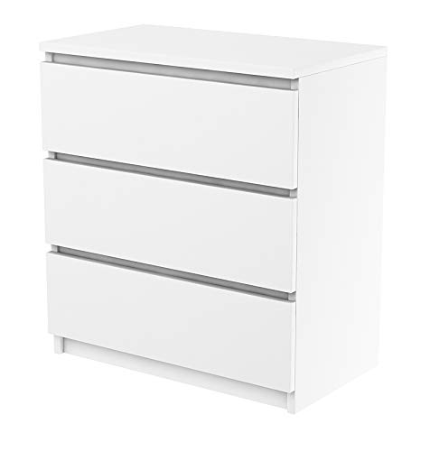 Preisvergleich Produktbild HAAG Kommode weiß 3 Schubladen Schrank Sideboard Highboard Mehrzweckschrank
