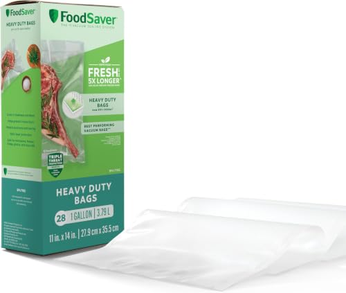 Image of FoodSaver Gallon Vacuum Seal Bags, Heavy Duty, Extended Life for Freshness, Enhanced Protection, 28 Count (Pack of 6)