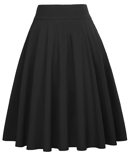 Image of FRAULEIN Women's Flared Pleated Maxi Skirt High Waist A-Line with Pockets and Belt Accessories [Small-Plus Size]
