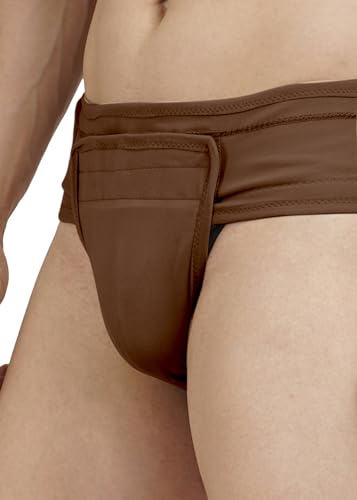 Image of Inguinal Hernia Supporter |HIGH COMPRESSION || Hook & Loop Closure || Scrotum Support || Gym & Daily Use Supporter || Relieve Pain and Swelling || Stretchable || Cotton-Lycra Fabric || Breathable Cotton-Lycra (Brown, 5XL)