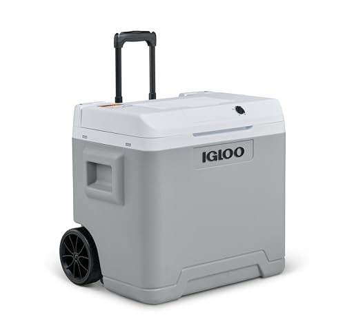 IGLOO IE42 AC/DC elektrische Kühlbox mit Telekop-Griff und Rollen, 42...