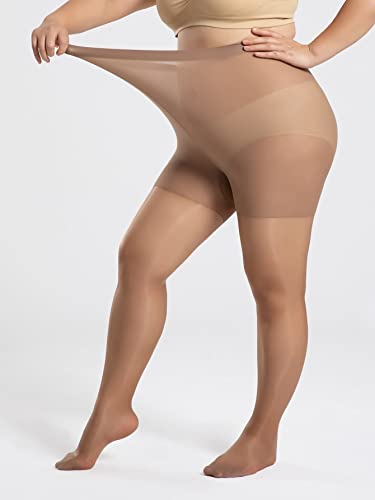 Soly Hux Sheer Tights For Women Plus Size Polka Dots Tights Pantyhose Stockings Solid Camel L-Xxl #TOP3