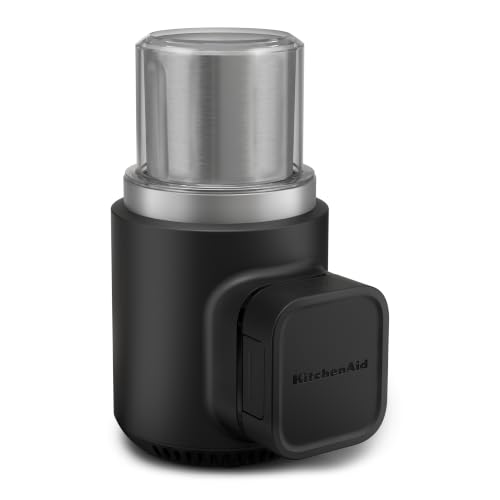 Kitchenaid Moulin à café portable sans fil - Go Cordless - Bol de 113g - Suffisant pour 12 tasses - Commande tactile - Lame inox - Sans BPA - Avec batterie - Noir