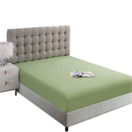 Image of Ghooss Sage Green Full Fitted Sheet Only,Ultra Soft and Wrinkle Fitted Bottom Sheets for Full Size Bed-1 Pack(Full,Sage Green)