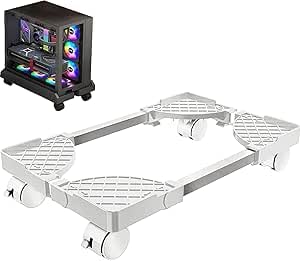 Adecuado para soporte de ordenador de torre de PC, soporte de CPU móvil, soporte universal para CPU de cuatro ruedas, carro de CPU debajo del escritorio del gamer, soporte de escritorio para,Blanco