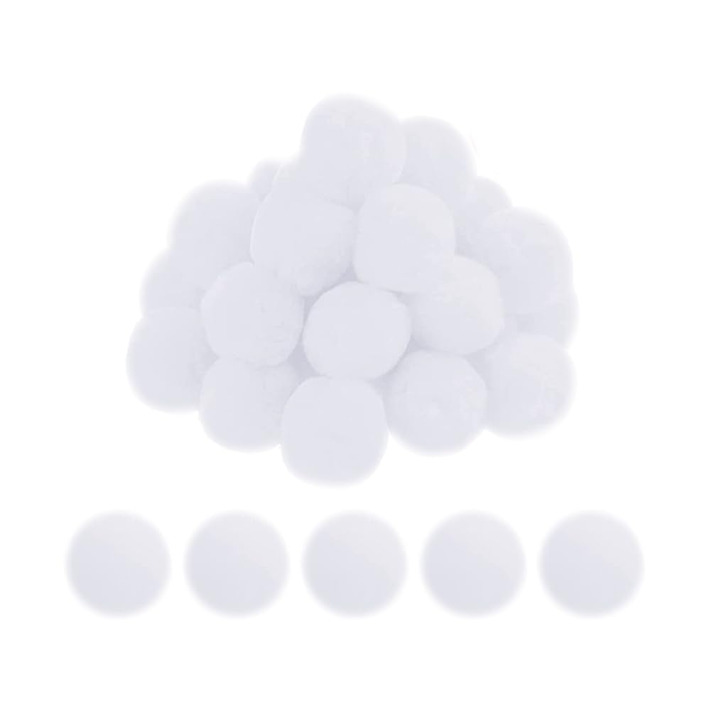 Hugede White 30 Pcs 5Cm Faux Rabbit Fur Pom Pom Fuzzy Puff Balls For Hats & Keychain Decorations