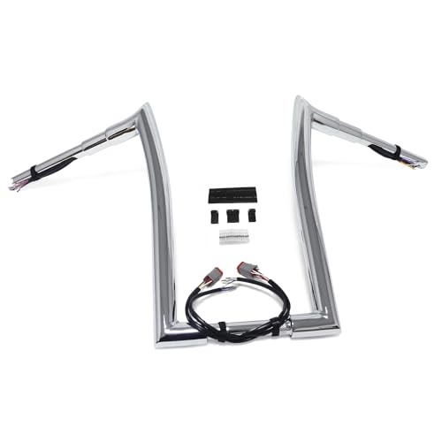 SKULL PIVOT- 1.5" Fat Chrome 16" Rise Pre wired Z Handlebar Ape Hanger Bar Compatible with H-D 1996-2006 Sportster, Dyna, Softail(Except Softail Springer), Road King Pre Drilled Handlebar