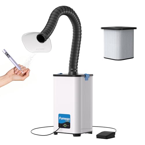 FUMEGO Nail Salon Fume Extractor, 130W Power & 260m³/h, Fume Extractor with Pedal Switch and 3-in-1...
