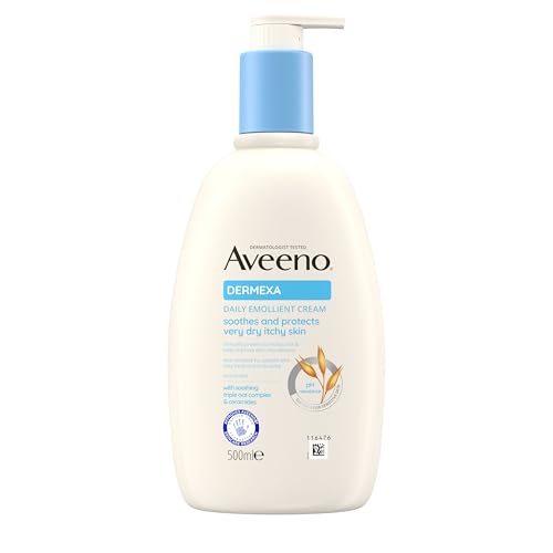 Aveeno Dermexa Daily Emollient Cream (1x 500ml) Emollient Cream Enriched with Triple Oat Complex and Ceramides for Sensitive Skin Soothing Relief from Itchy Dry Skin Prone to Eczema