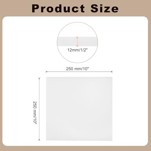 Image of MECCANIXITY HDPE Plastic Sheet 1 /2 inch Thick, 10 inch x 10 inch High Density Polyethylene Plastic Blocks, HDPE Cutting Board for DIY, Home Floor Improvement, White