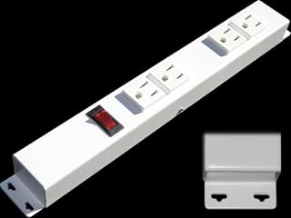 12” Hardwired Power Strip (NO Power Cord), 4 Vertical Outlets (NOT Tamper Resistant), with Ears (with mounting tabs on Both Ends), 15A (NOT a 20 Amp Unit), On/Off Switch, White