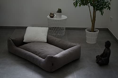 Lebon - Hundebett Gordon -Beige/Braun Kuschelweich mit Dicker Liegefläche- 3 Größen- Waschbar (M)