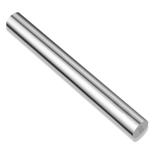 1 Pcs Rolling Pin, 304 Stainless Steel Rolling Pin, Non-Stick Metal Dough Roller, Long, Smooth, Perfect for Pastry and Dough Products, Pizza, Pasta- Baking, Pie Crust, Cookie(32.5cm-Silver).