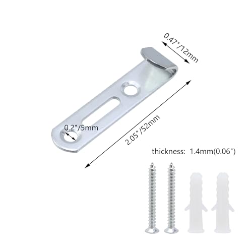 Image of 12pcs 50 lb Heavy Duty Hanger Iron Picture Hanger Wall Mounted Mini J Hook for Hanging Mirror Picture Frames Photos Artwork Wall Decor Keyhole Hangers (Double holes, Silver)