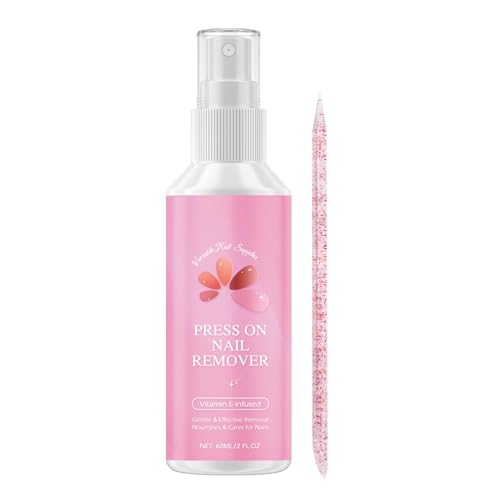 Nybhyjka Press Remover, 60ml Premere Su Nail Remover,Rimozione Delicata Per Unghie Finte Colla Per Unghie,Rimuovi Colla Per Unghie,Detergente Per Unghie Finte,Rimuovi Facile E Rapido Per Colla