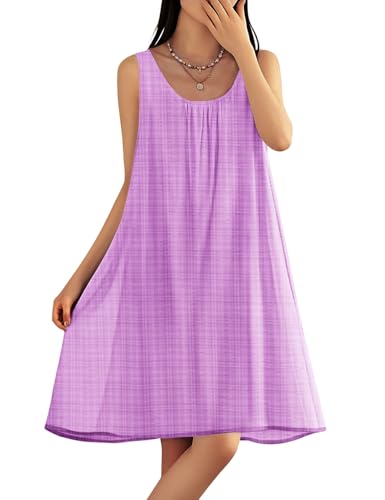 Image of YESNO Summer Dresses for Women Casual Boho Floral Sundresses Sleeveless Scoop Neck Beach Tank Dresses EVS