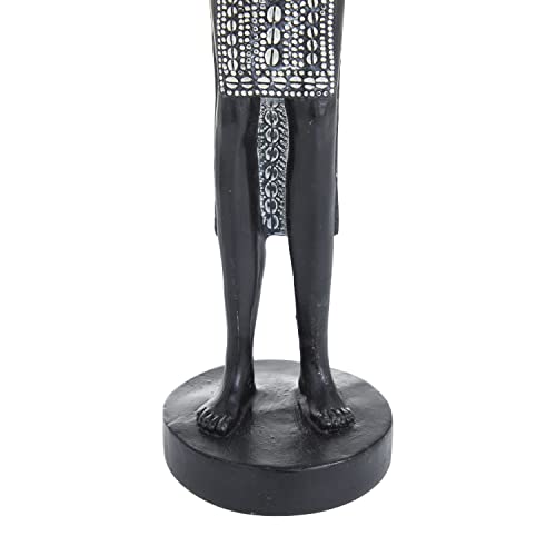 Deco 79 Polystone Woman Standing African Sculpture With Intricate Details, Set Of 2 3"W, 14"H, Black #TOP3