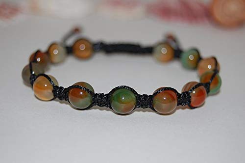 Precious-GEMS Jewelry Brown Agate Bracelet,Gemstone Shamballa Bracelet,Good Luck Bracelet,Man,Women,Beaded,Boho,Yoga,Healing Stones,Brown Bracelet