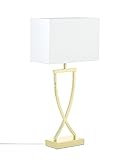 ZEITLOSES DESIGN: Unsere klassische Tischlampe mit stilvoll geschwungenem Gestell ist ein echtes Design-Highlight, das mit ihrer schmalen und eleganten Form auch in deine Wohnung passt