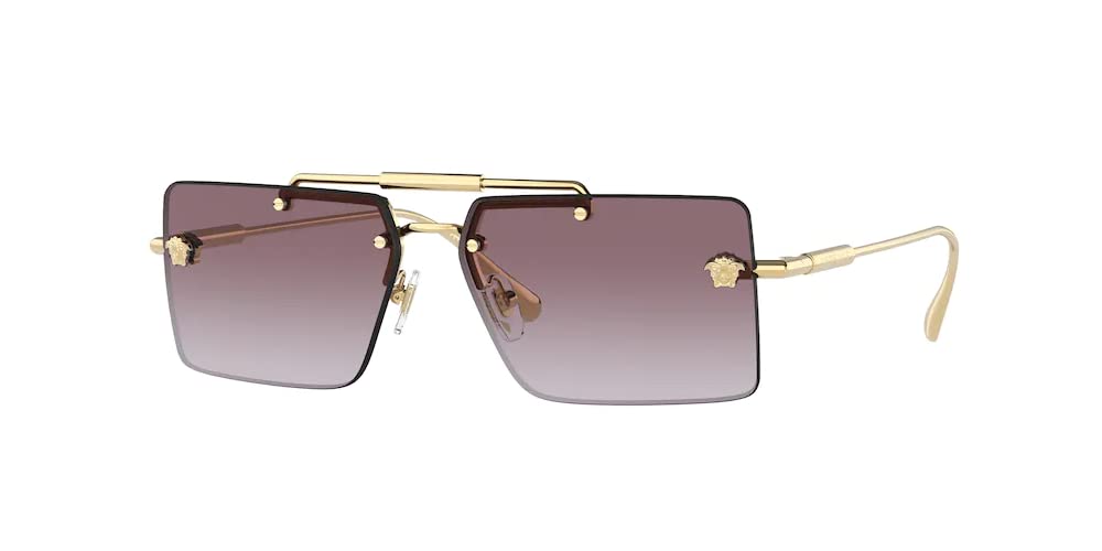 Versace VE2245 Rectangular Sunglasses for Women +BUNDLE with ACCESSORY EYEWEAR KIT - Gold / Violet Gradient - Violet Gradient