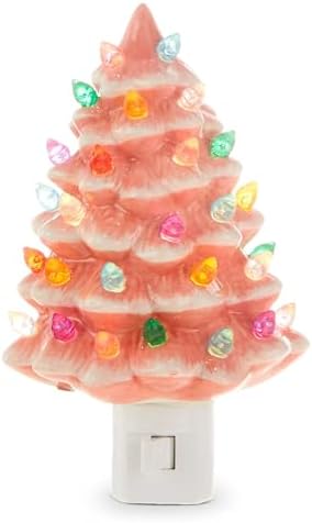 RAZ Imports Vintage Pink Tree Night Light, 6-inch Height, Ceramic and Plastic, Christmas, Home Décor image 2
