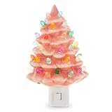 RAZ Imports Vintage Pink Tree Night Light, 6-inch Height, Ceramic and Plastic, Christmas, Home Décor