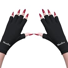 MelodySusie UV Gloves for Gel Nail Lamp, Professional UPF50+ UV Protection Gloves for Manicures, Art Skin Care Fingerless Glove for Women Men Protect Hands from Sun and Nail Dryer Harm Black