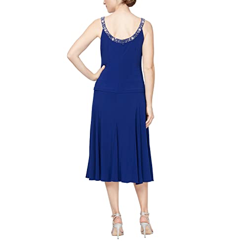 Image of Alex Evenings Women's 2 Piece Tea Length Jacket Dress with Sequin Beaded Trim