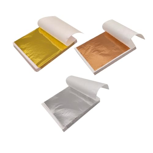 GARIOUANS 300 hojas Papel Dorado para Manualidades DIY Láminas Decorativas de Imitación Plata y Rosa Colores para Decoración de Pared y Proyectos Artísticos