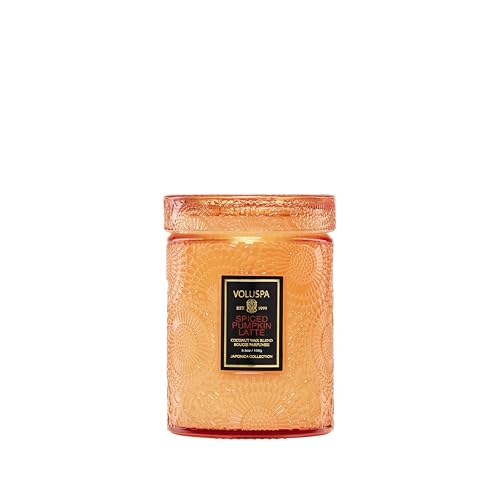 Voluspa Spiced Pumpkin Latte, Small Candle Jar, 5.5 Ounce,50 Hour Burn Time, & Coconut Wax for Clean Burning,,Handcrafted in the USA