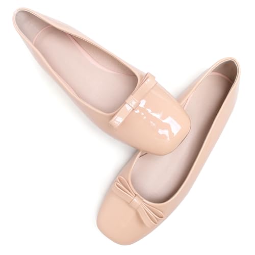 Image of Dear Time Women's Casual Foldable Ballet Flats Square Toe Ballerina Flats Shoes Comfortable