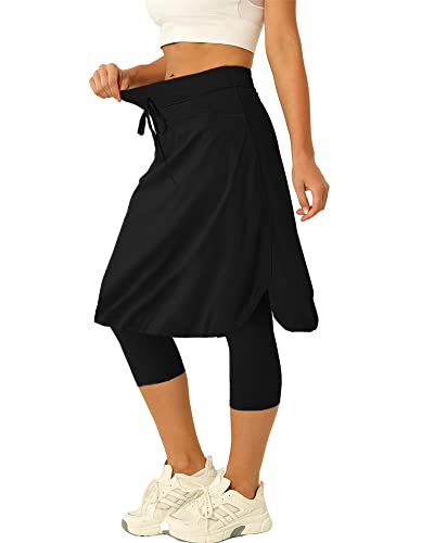 Women 20" Knee Length Tennis Skirt with Built in Legging Golf Skirts Skirted Legging with Pockets2