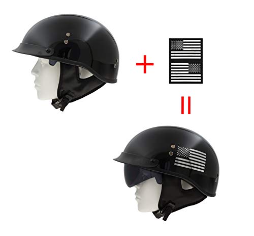 Wheeling Motorcycle Bike Biker Atv Visor Half Open Face Helmet With Drop Down Sun Shield Dot Approved Model 201 (Gloss Balck Large) #TOP2