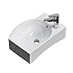 EMKE Hänge-Waschbecken 405 x 280 x 140 mm – Kompaktes und elegantes Waschbecken für kleine Badezimmer und Gäste-WC – Wasserhahn links, Wandmontage, weiß glänzend