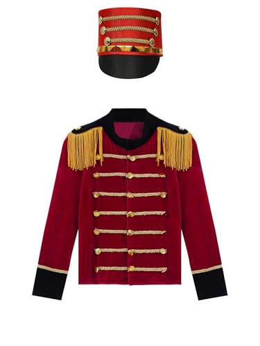 Kids Girls Boys Circus Ringmaster Gothic Steampunk Tailcoat Jacket Honor Guard Velvet Tops3
