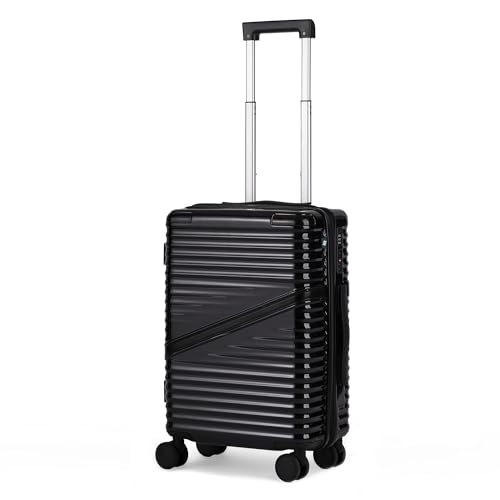 Image of Assembly 20-Inch Trolley Bag Small with 8 Wheels & TSA Lock, Modern Design Polycarbonate Hard Shell Carry On Cabin Luggage for Business Travel, Black