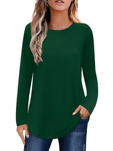 Image of Elesomo Womens Shirts Casual Crew Neck Short /Long Sleeve Tunic Tops Tees