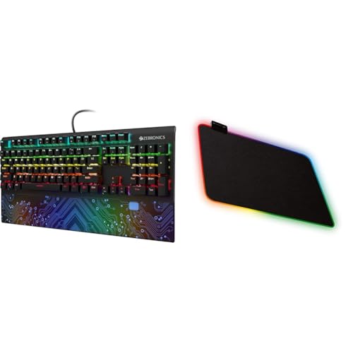 Image of ZEBRONICS Zeb-MAX Chroma Premium Mechanical Gaming Keyboard with 104 Tactile Switch Keys, Wrist Rest