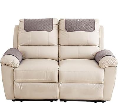 Baitang Armrest and Headrest Cover for Sofa Recliner Chair, Leather Couch - Nonslip Waterproof Protector (Dark Gray, 2-Seater)
