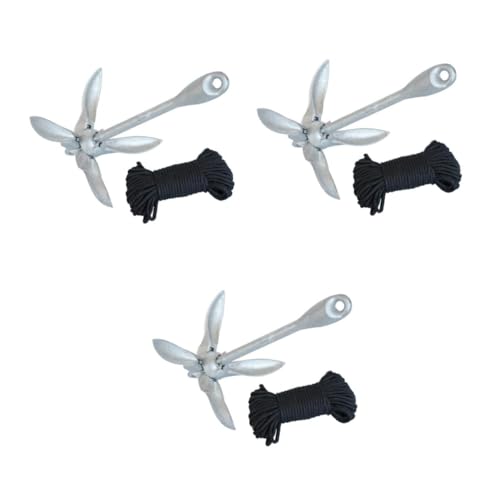 Abaodam 3pcs Inflatable Boat Anchor 1.5kg Folding Marine Anchor Galvanized Steel Ideal for Fishing